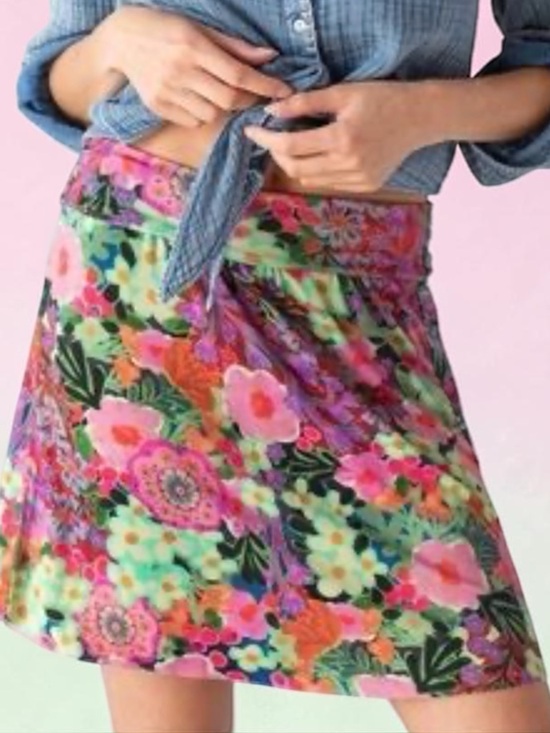 NATURAL LIFE Dresses & Skirts - NATURAL LIFE Multicolor Floral Circle Skater Skirt